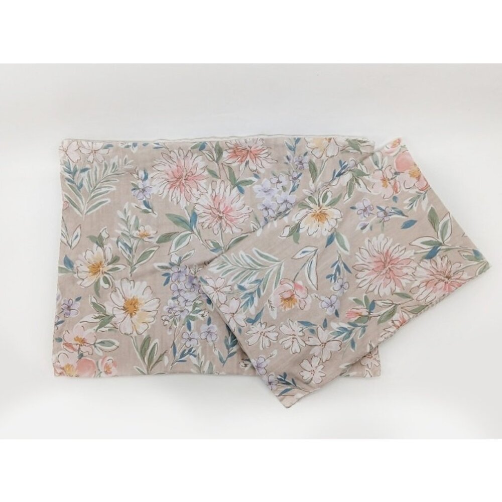 Charter Club Cotton 2Pc Pillow Sham Set Garden Floral Stripes Double Sided